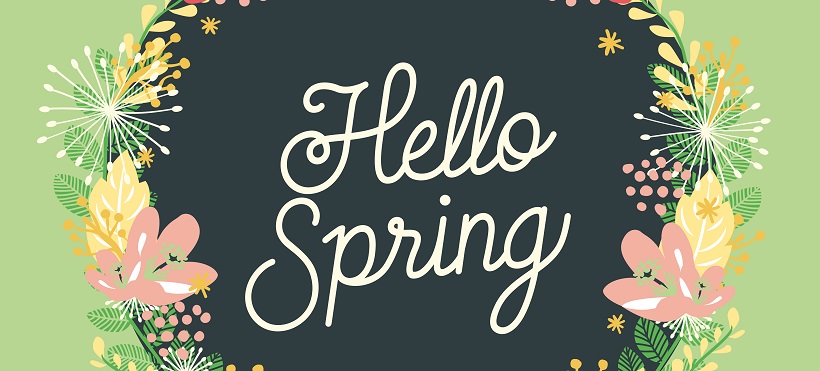 Colorful image that says Hello Spring