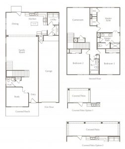 A floor plan drawing of the Monroe layout for one of the new homes for sale in Leander, Texas